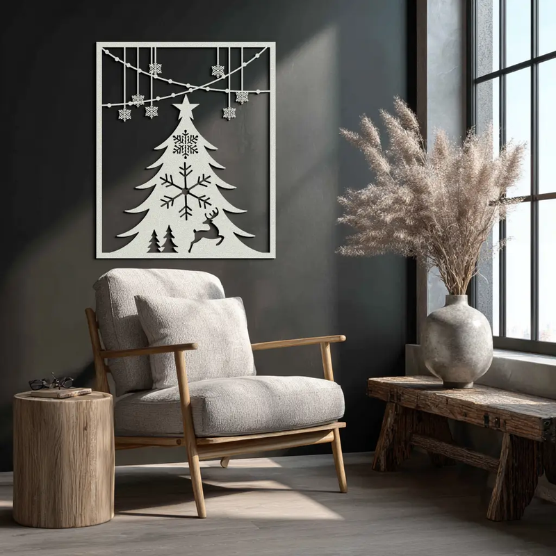 Christmas Tree Metal Wall Art – Elegant Holiday Silhouette Décor- KAF380 by Enova Art