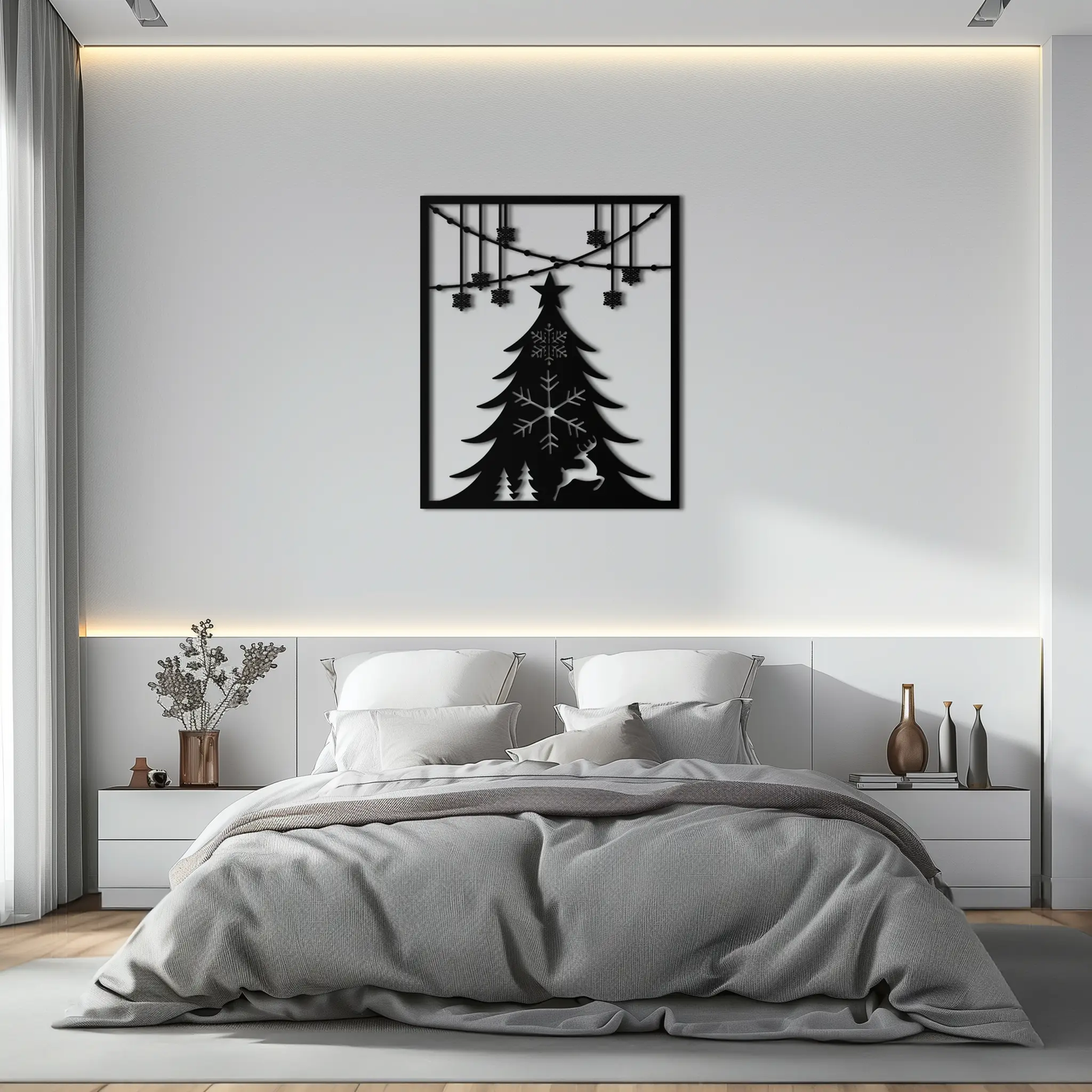 Christmas Tree Metal Wall Art – Elegant Holiday Silhouette Décor- KAF380 by Enova Art