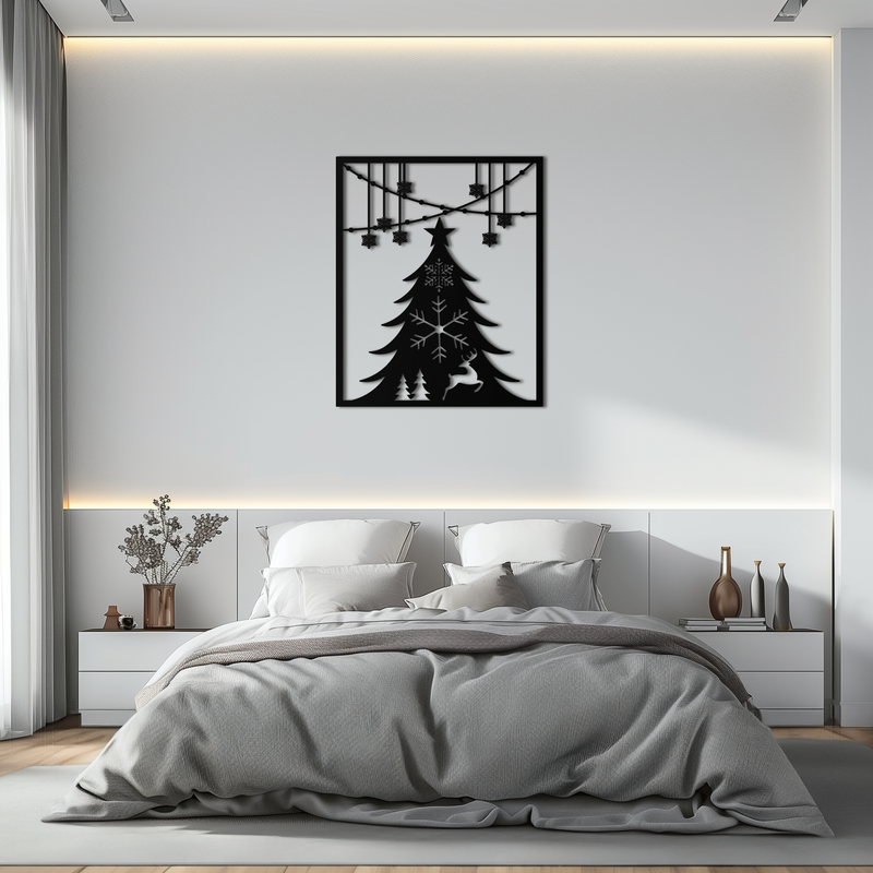 Christmas Tree Metal Wall Art – Elegant Holiday Silhouette Décor- KAF380 by Enova Art