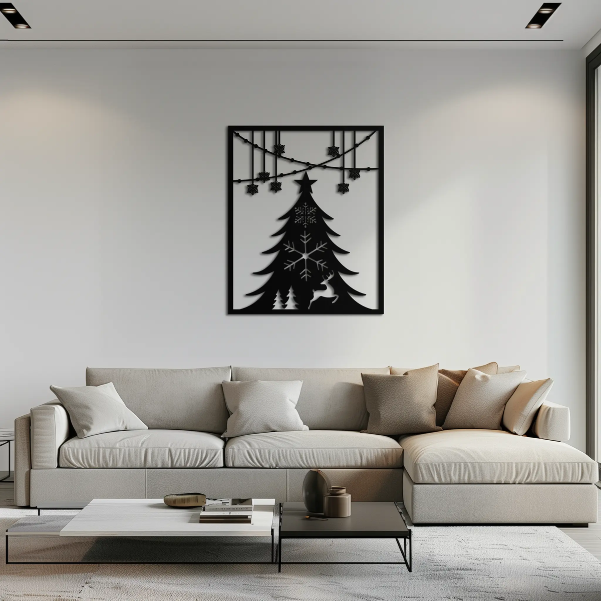 Christmas Tree Metal Wall Art – Elegant Holiday Silhouette Décor- KAF380 by Enova Art