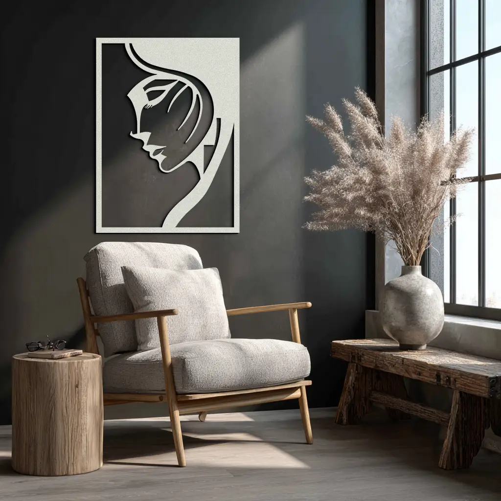 Elegant Woman Silhouette Metal Wall Art – Stylish Female Figure Home Decor- KAF381 by Enova Art