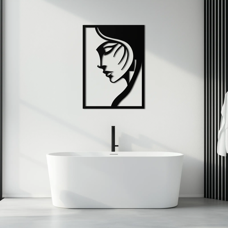 Elegant Woman Silhouette Metal Wall Art – Stylish Female Figure Home Decor- KAF381 by Enova Art