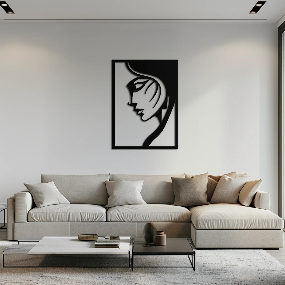 Elegant Woman Silhouette Metal Wall Art – Stylish Female Figure Home Decor- KAF381 by Enova Art