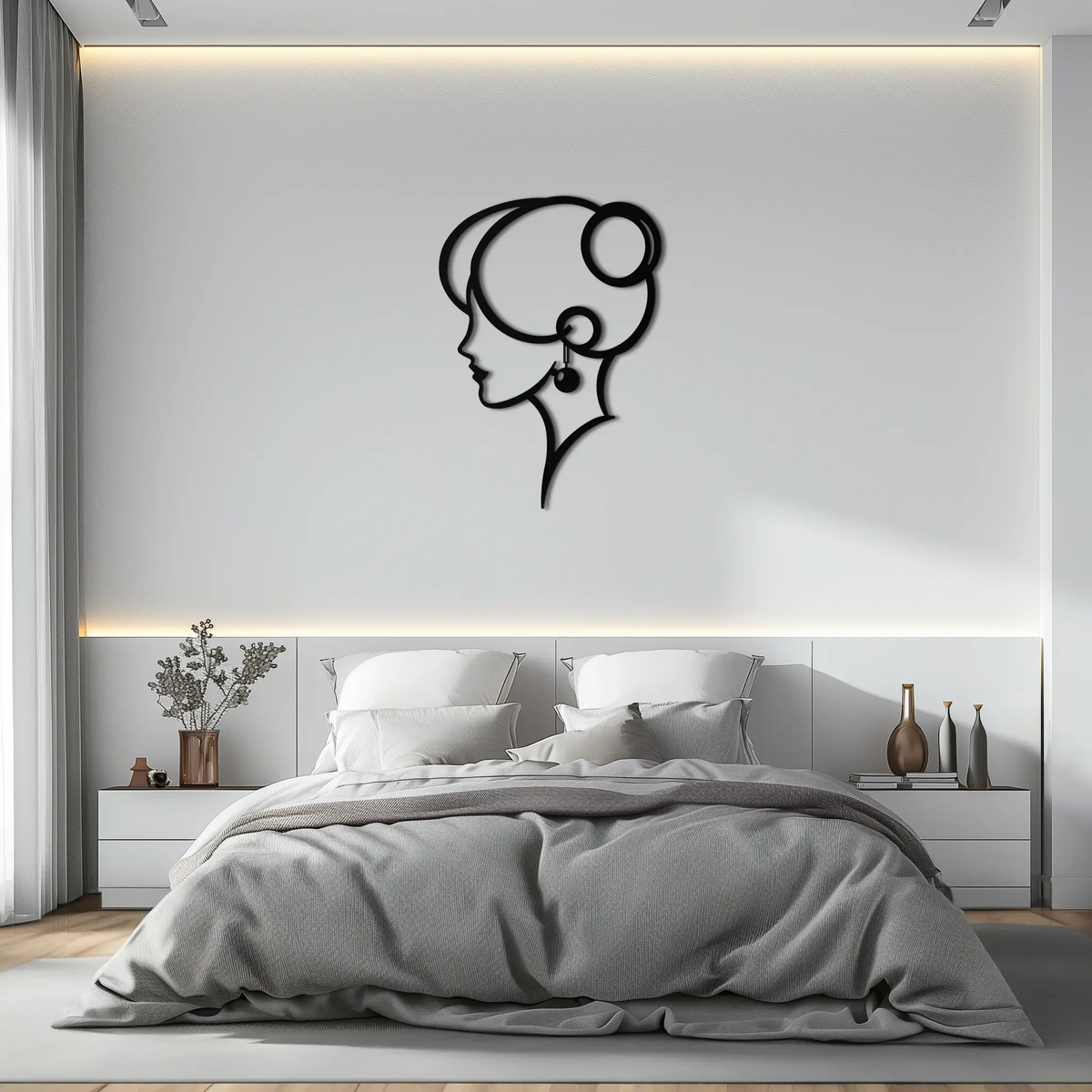 Elegant Woman Silhouette Metal Wall Art – Modern Female Figure Steel Decor- KAF382 by Enova Art
