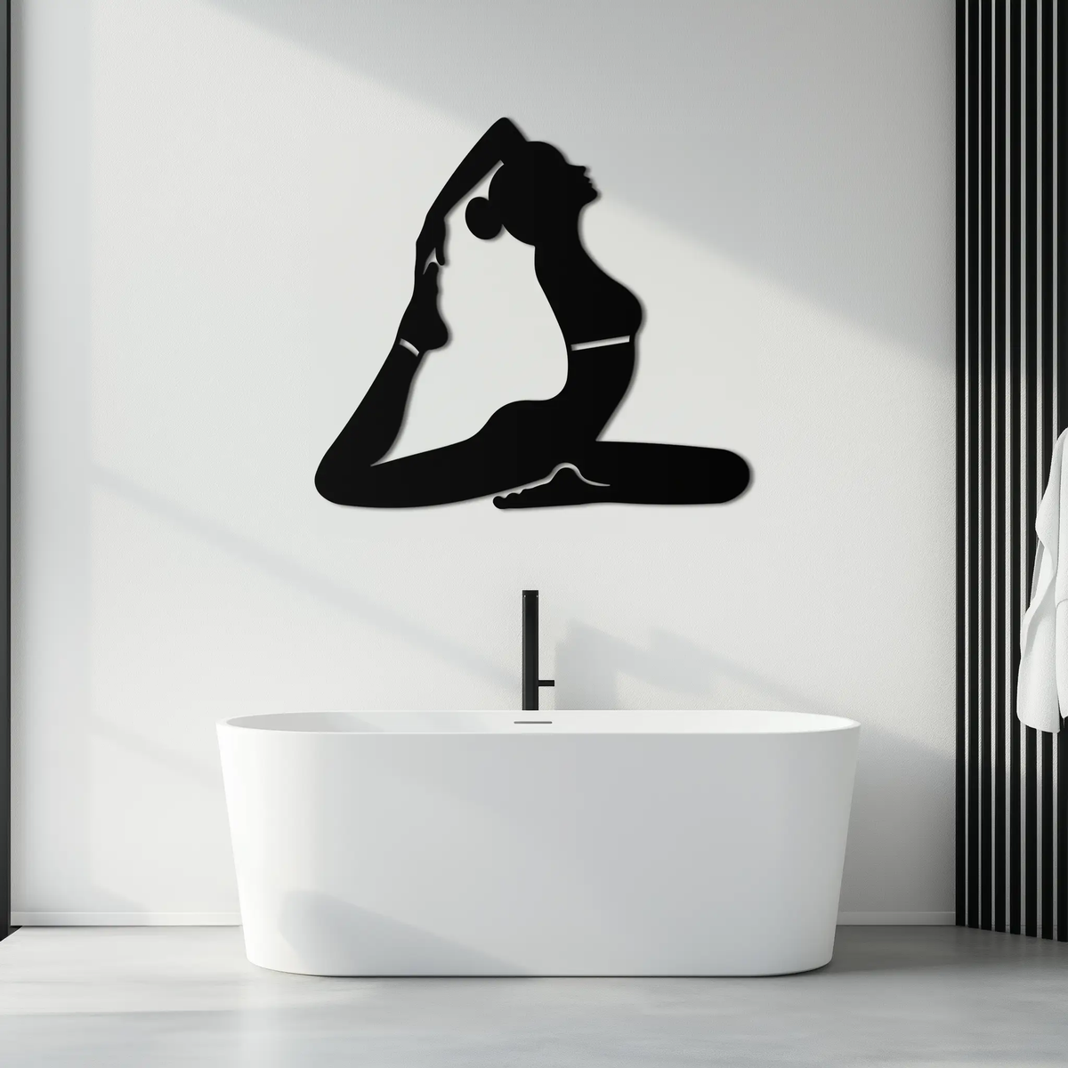 Kapotasana Pose Silhouette Metal Wall Art – Yoga-Inspired Minimalist Decor- KAF384 by Enova Art