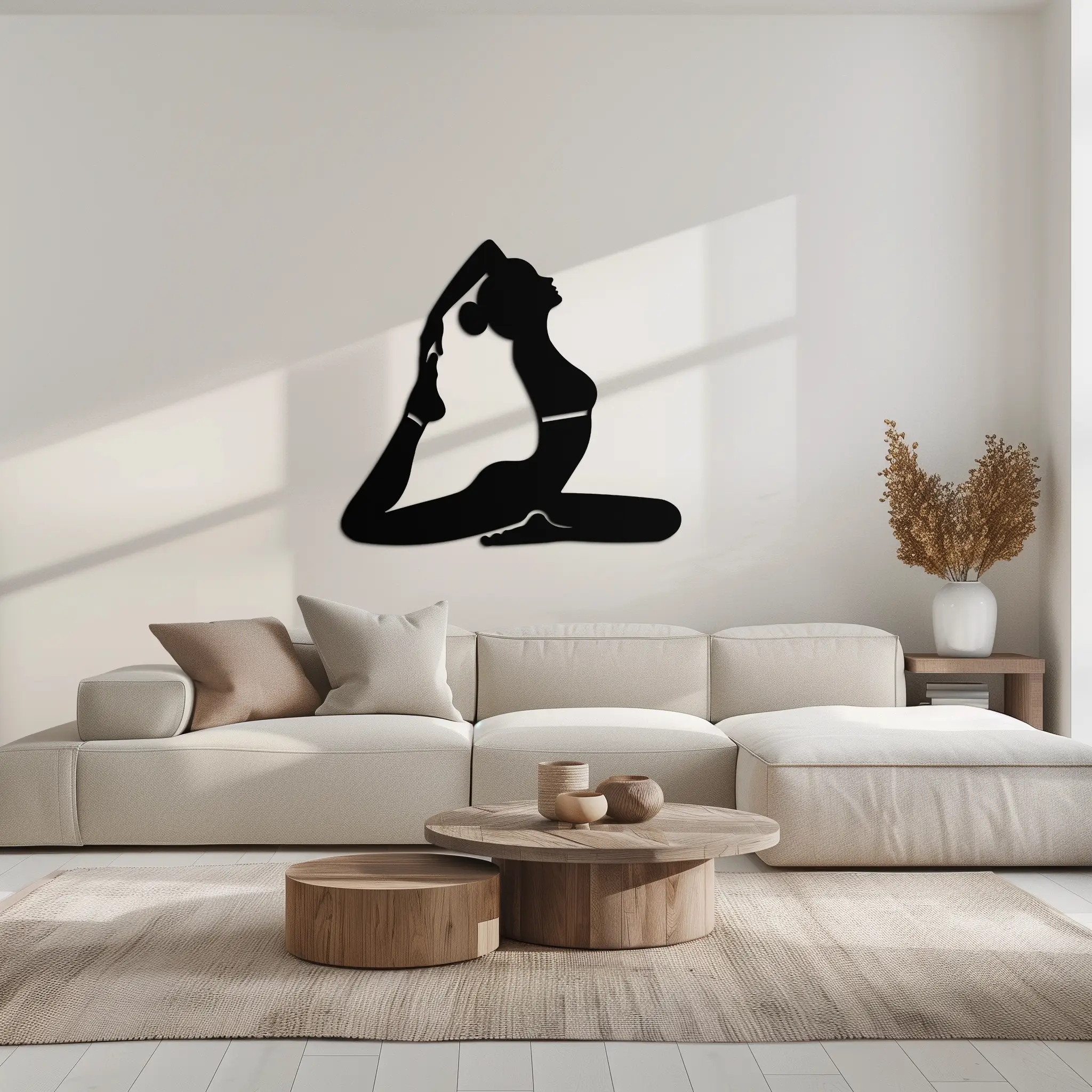 Kapotasana Pose Silhouette Metal Wall Art – Yoga-Inspired Minimalist Decor- KAF384 by Enova Art