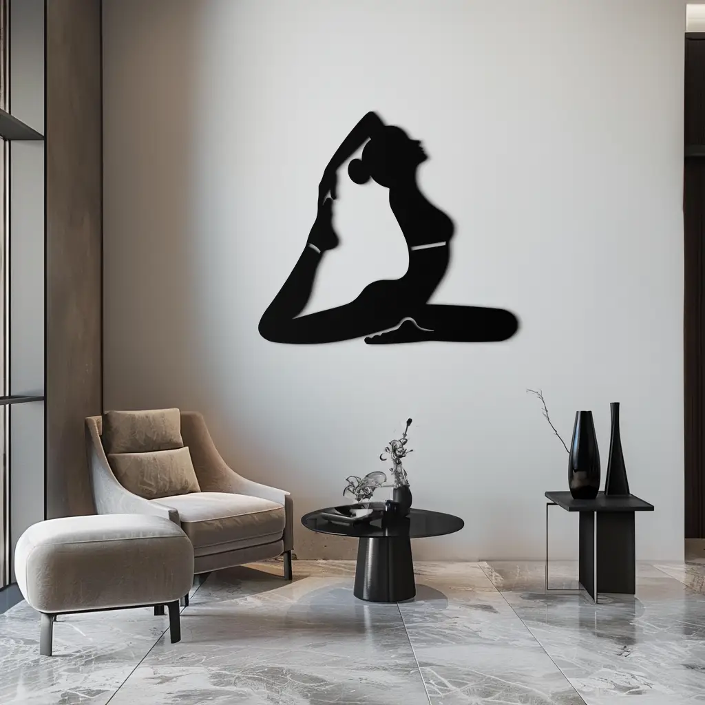 Kapotasana Pose Silhouette Metal Wall Art – Yoga-Inspired Minimalist Decor- KAF384 by Enova Art