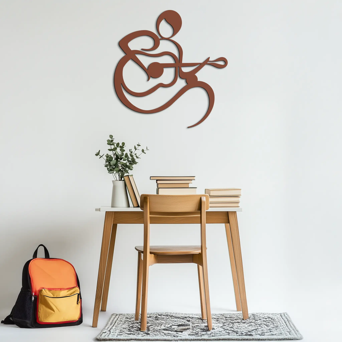 Guitarist Abstract Metal Wall Art – Minimal Black Wall Decoration- KAF388 by Enova Art