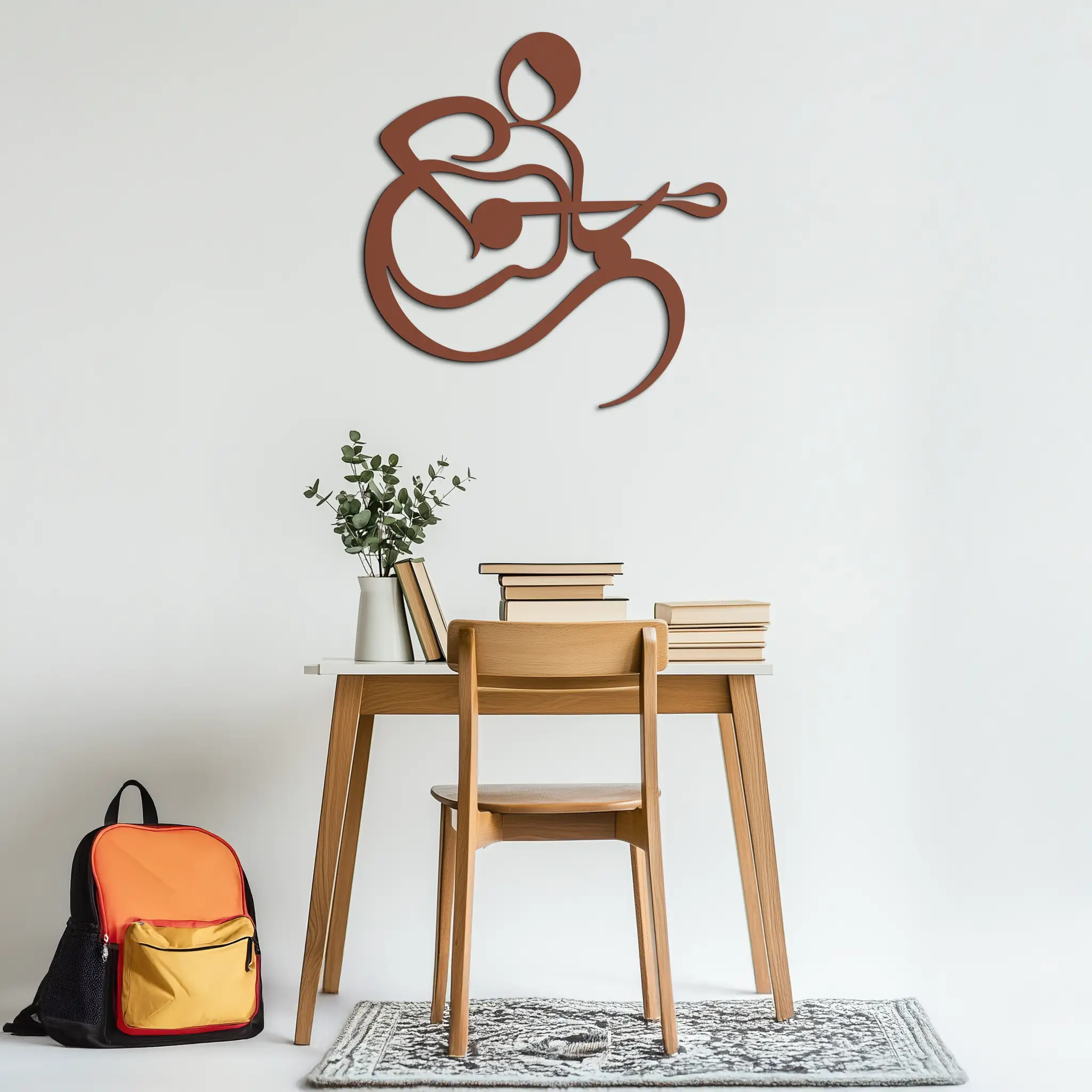 Guitarist Abstract Metal Wall Art – Minimal Black Wall Decoration- KAF388 by Enova Art
