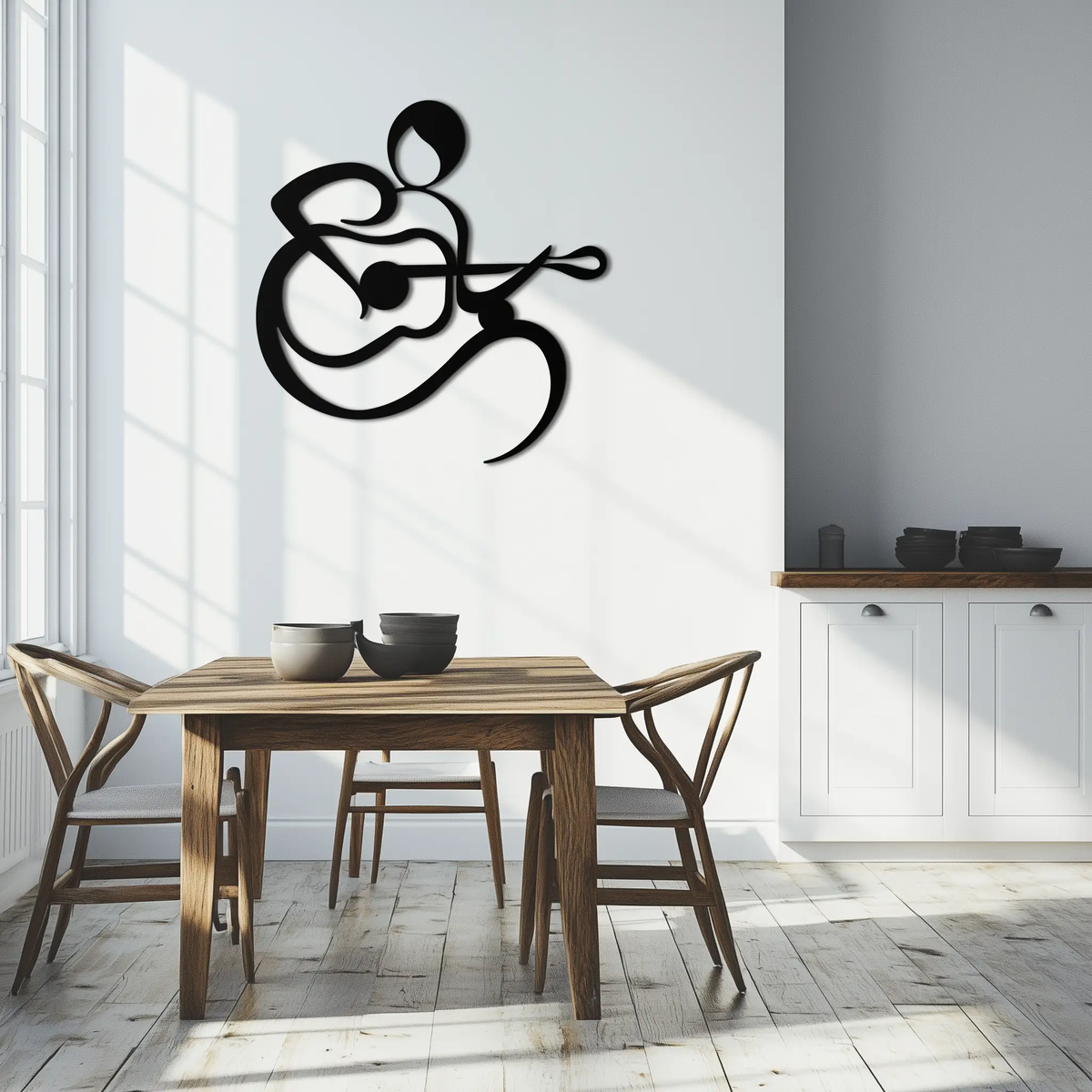Guitarist Abstract Metal Wall Art – Minimal Black Wall Decoration- KAF388 by Enova Art