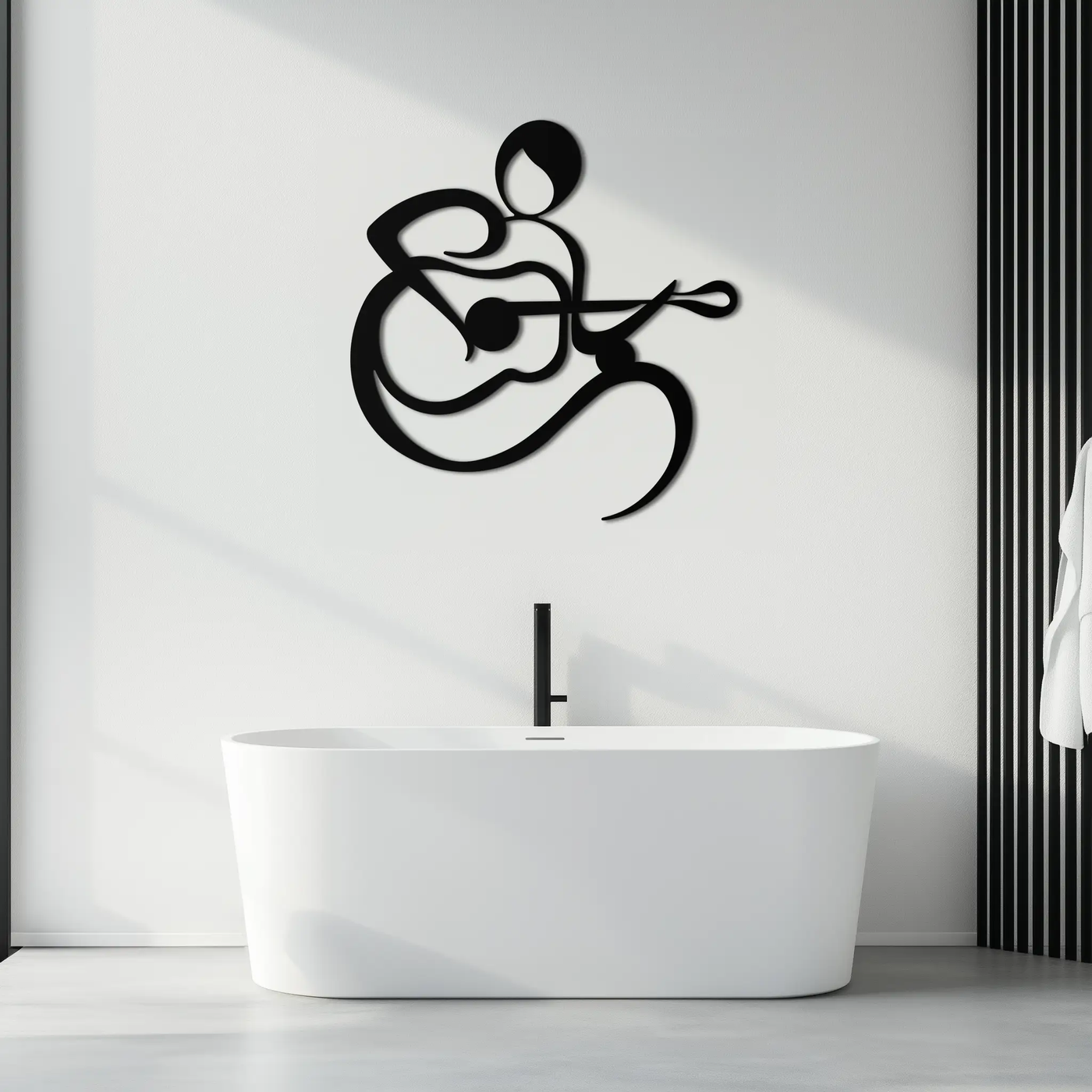 Guitarist Abstract Metal Wall Art – Minimal Black Wall Decoration- KAF388 by Enova Art