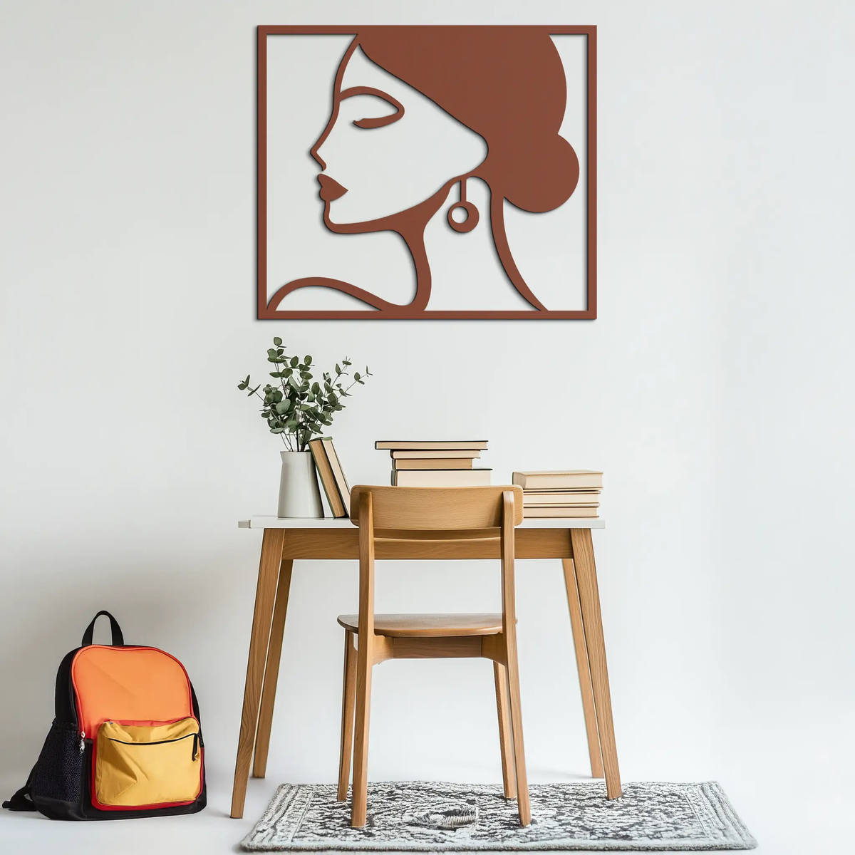 Female Silhouette Metal Wall Art – Elegant Modern Black Abstract Home Decor- KAF389 by Enova Art