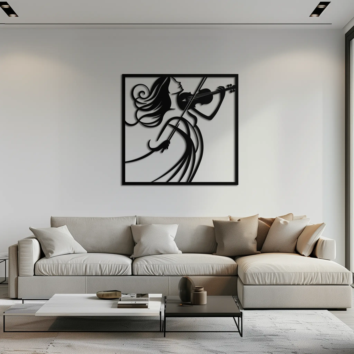 Woman Violinist Metal Wall Art – Modern Musician Silhouette Decor for Music Lovers- KAF391 by Enova Art