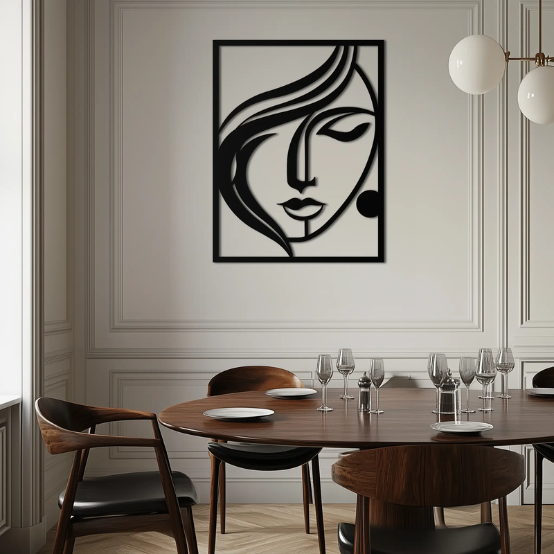 Woman Silhouette Metal Wall Art – Elegant Minimalist Female Figure Decor for Modern Spaces- KAF392 by Enova Art