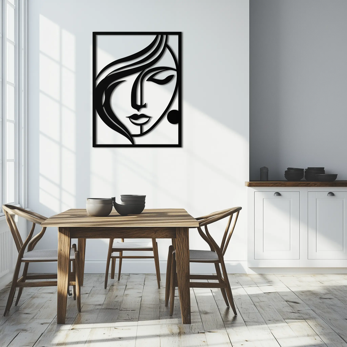 Woman Silhouette Metal Wall Art – Elegant Minimalist Female Figure Decor for Modern Spaces- KAF392 by Enova Art