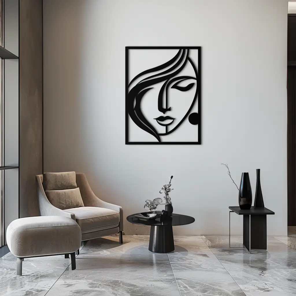 Woman Silhouette Metal Wall Art – Elegant Minimalist Female Figure Decor for Modern Spaces- KAF392 by Enova Art