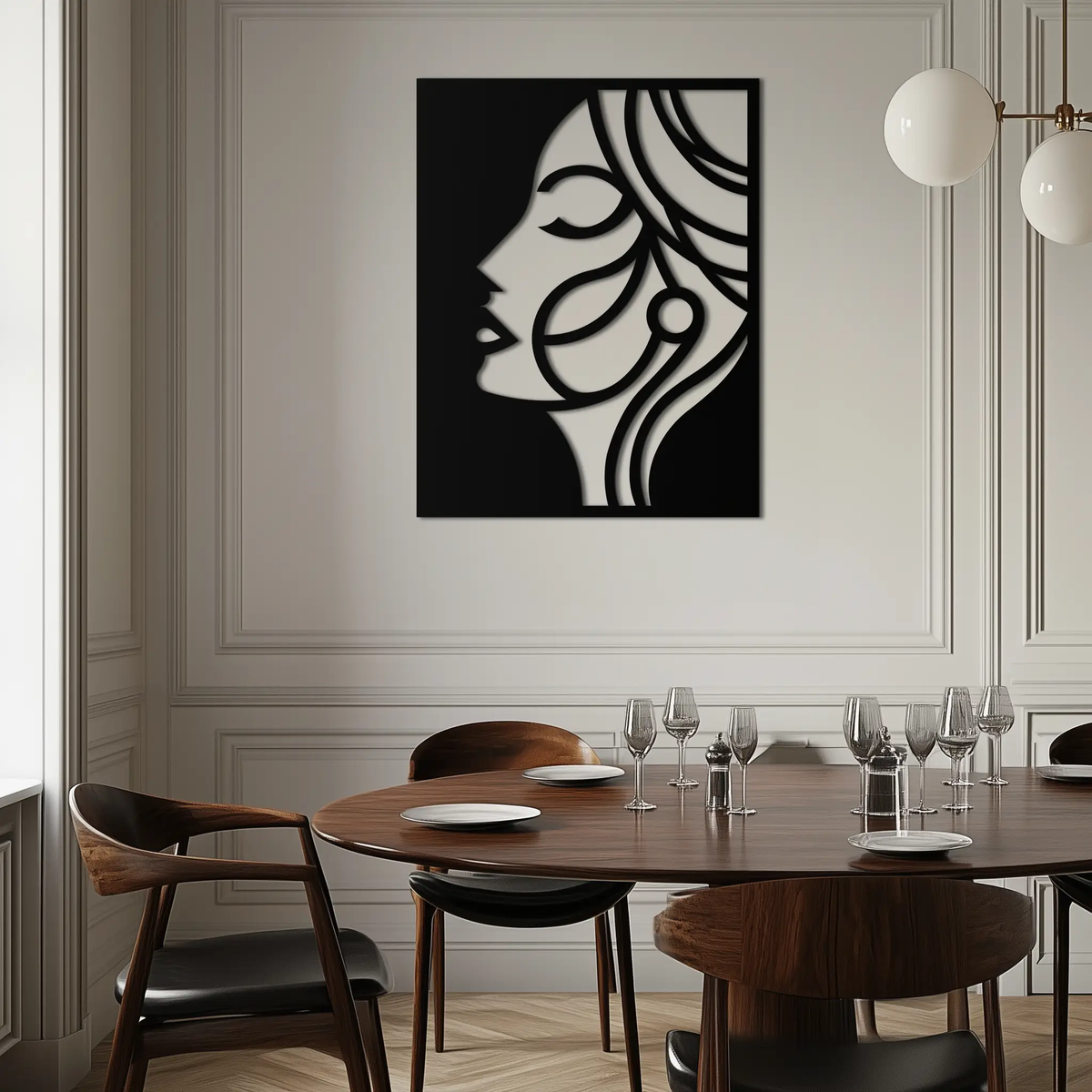 Female Silhouette Metal Wall Art – Elegant Abstract Woman Design for Modern Interiors- KAF393 by Enova Art