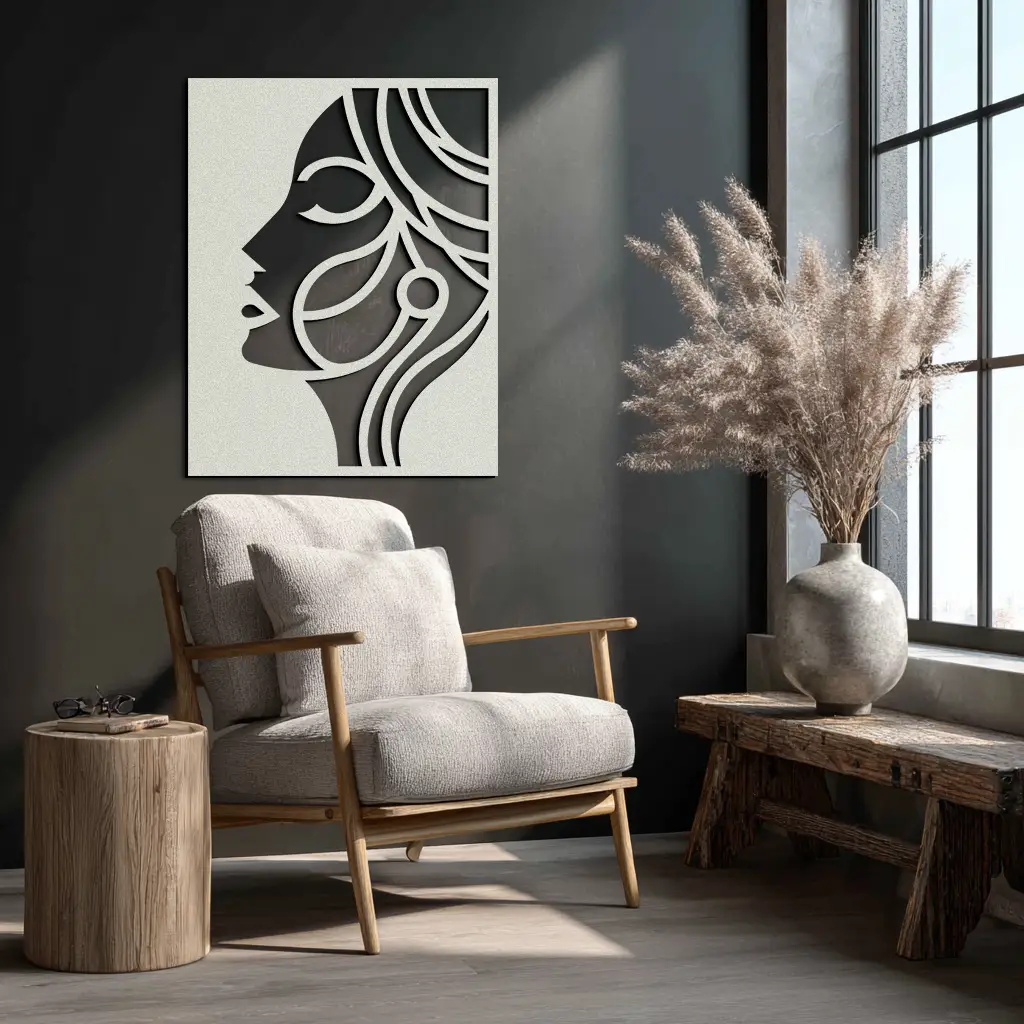 Female Silhouette Metal Wall Art – Elegant Abstract Woman Design for Modern Interiors- KAF393 by Enova Art