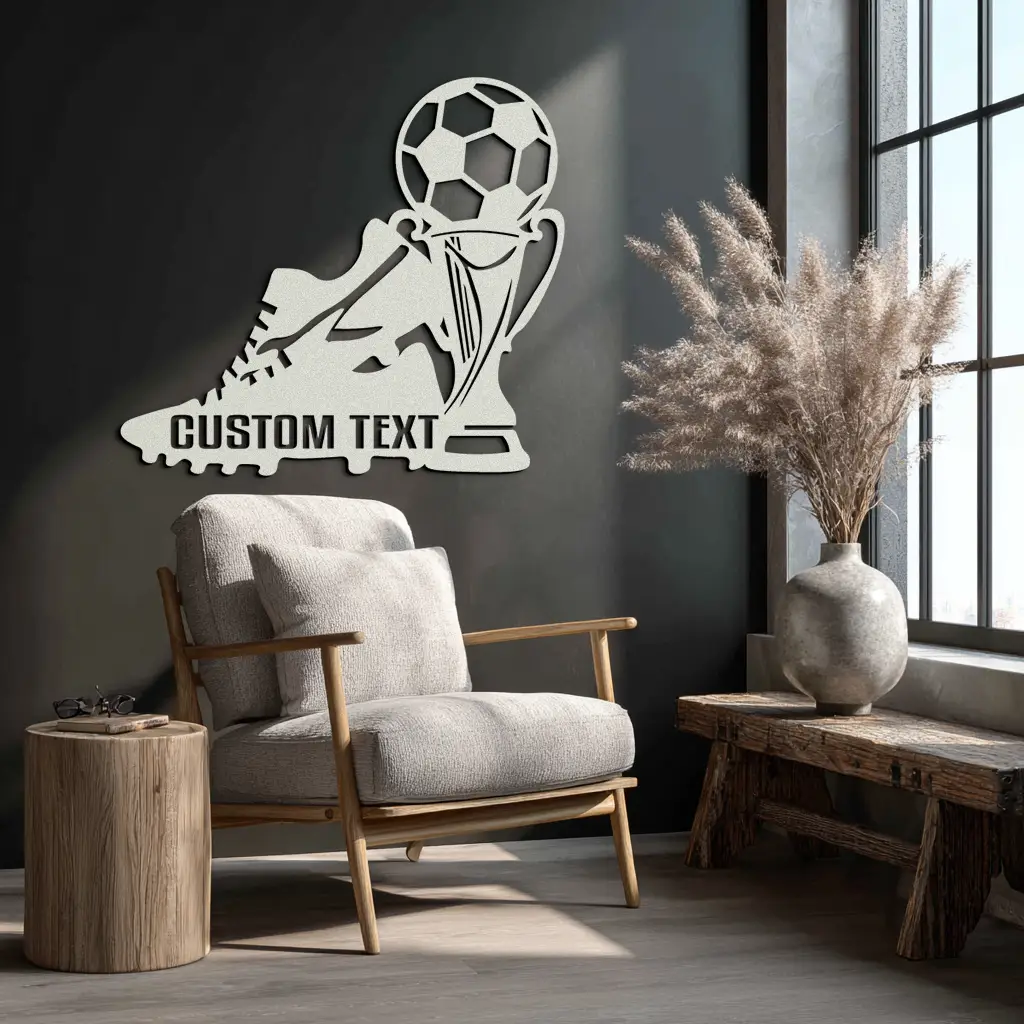 Custom Soccer Trophy and Cleat Metal Wall Art – Personalized Sports Decor for Athletes- KAF395 by Enova Art