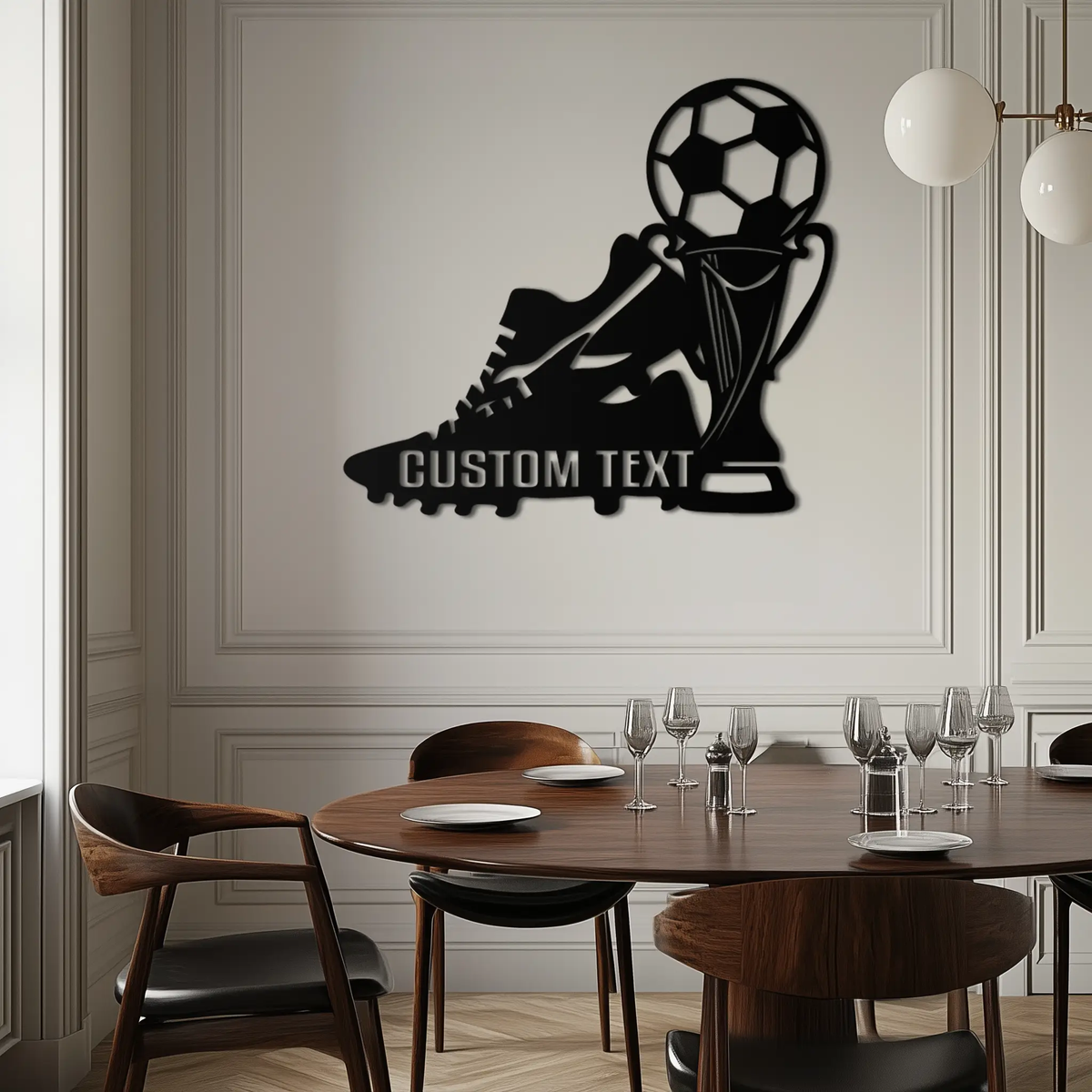 Custom Soccer Trophy and Cleat Metal Wall Art – Personalized Sports Decor for Athletes- KAF395 by Enova Art