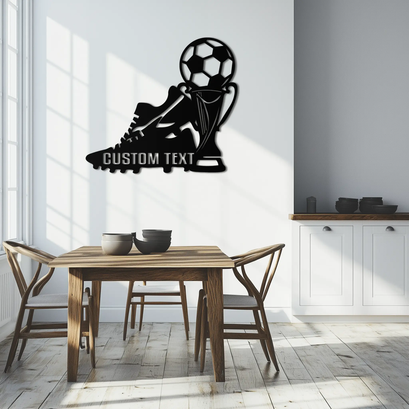 Custom Soccer Trophy and Cleat Metal Wall Art – Personalized Sports Decor for Athletes- KAF395 by Enova Art