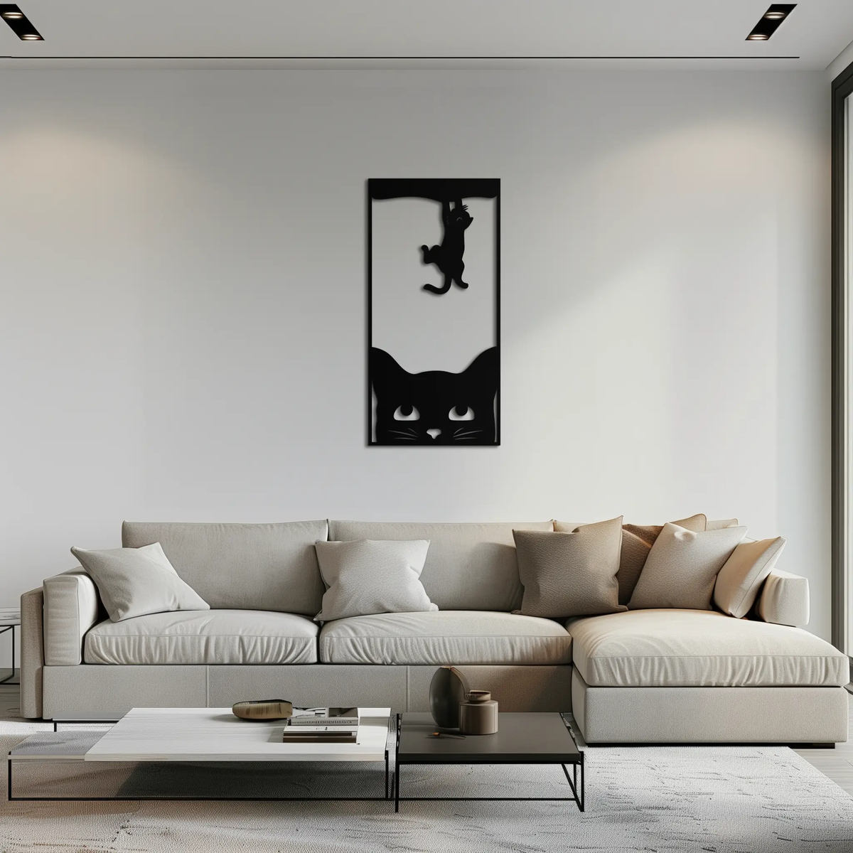 Cute Cat and Kitten Metal Wall Art – Playful Hanging Cat Silhouette Steel Decor for Pet Lovers and Home Interiors- KAF407 by Enova Art