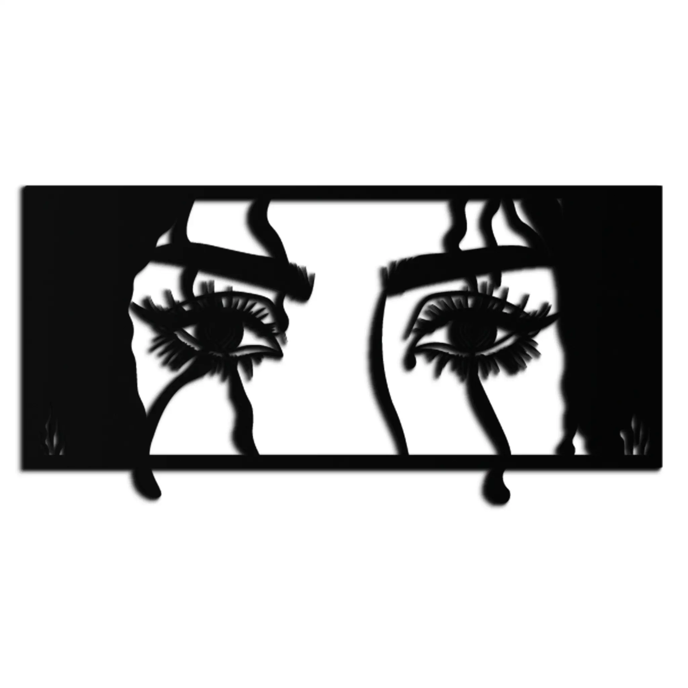 Mysterious Woman Eyes Metal Wall Art – Black Steel Feminine Silhouette Decor for Modern Stylish Interiors- KAF408 by Enova Art