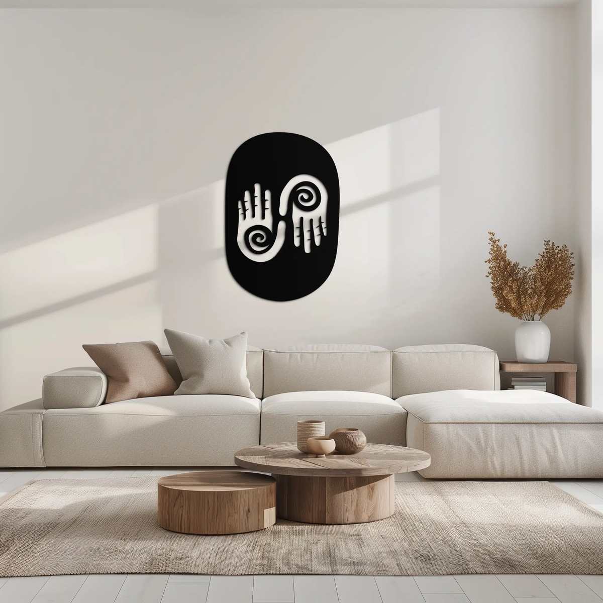 Abstract Spiral Hands Metal Wall Art – Mystical Black Steel Decor with Spiraled Palm Silhouette for Modern Interiors- KAF421 by Enova Art