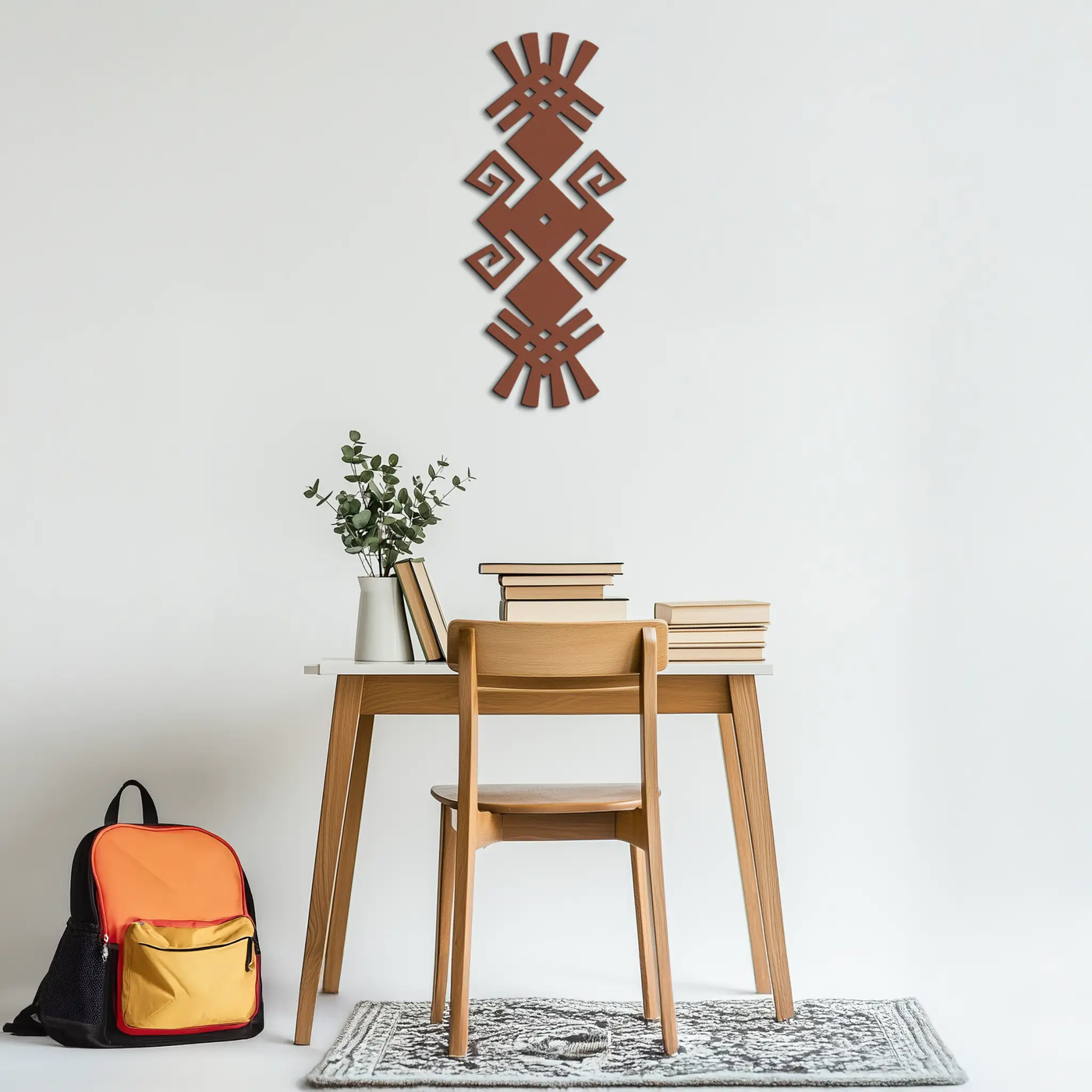 Tribal Ethnic Pattern Metal Wall Art – Abstract Geometric Black Steel Decor for Modern Bohemian Interiors- KAF432 by Enova Art