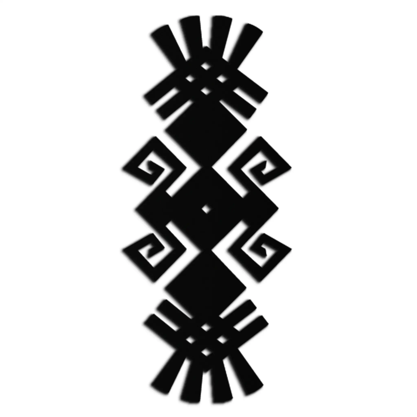 Tribal Ethnic Pattern Metal Wall Art – Abstract Geometric Black Steel Decor for Modern Bohemian Interiors- KAF432 by Enova Art
