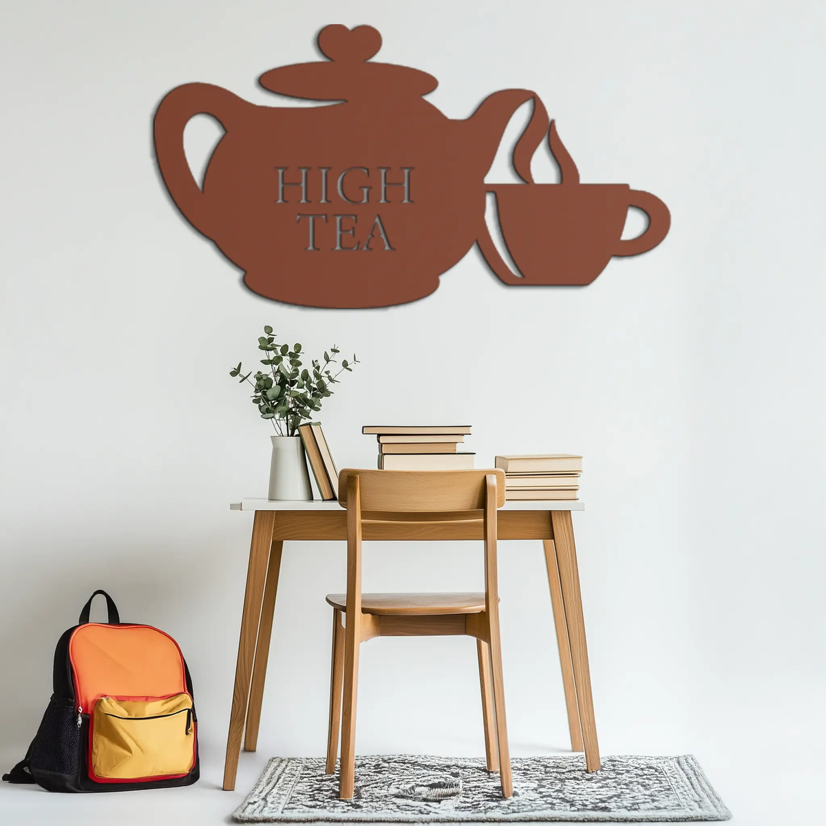 High Tea Teapot & Cup Metal Wall Art – Elegant Black Steel Tea-Time Decor for Kitchen, Café, and Dining Spaces- KAF440 by Enova Art