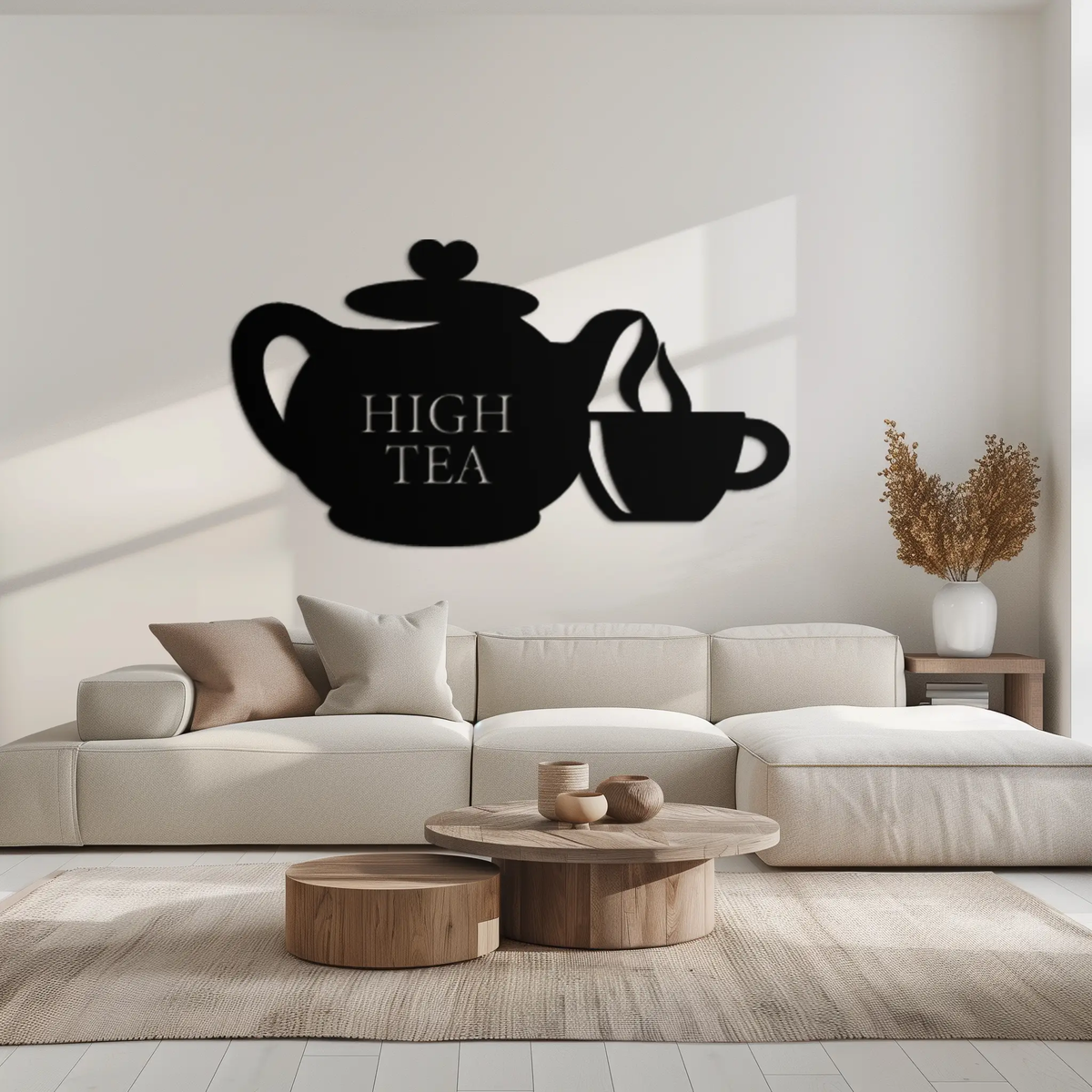 High Tea Teapot & Cup Metal Wall Art – Elegant Black Steel Tea-Time Decor for Kitchen, Café, and Dining Spaces- KAF440 by Enova Art