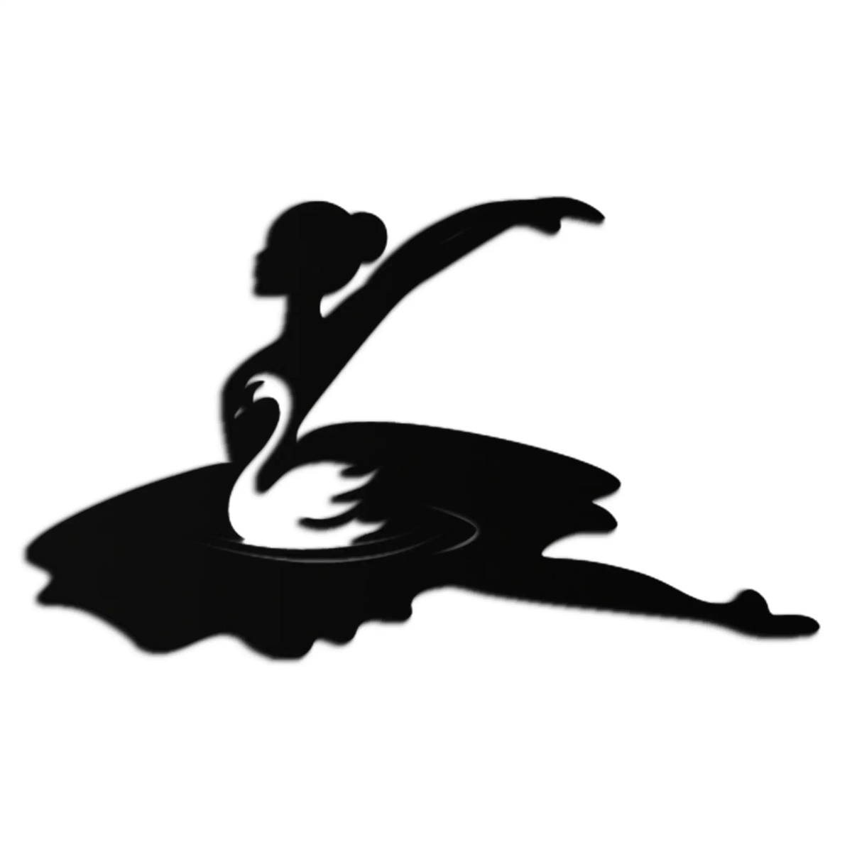 Ballet Dancer with Swan Silhouette Metal Wall Art – Elegant Black Steel Decor for Ballet Studios, Bedrooms, and Living Spaces- KAF466 by Enova Art