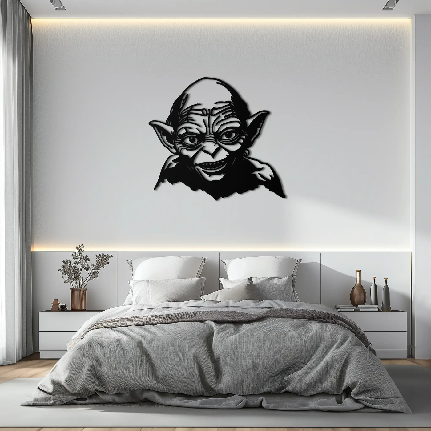 Gollum Metal Wall Art - Fantasy-Inspired Steel Silhouette for Movie Lovers - KAF467 by Enova Art