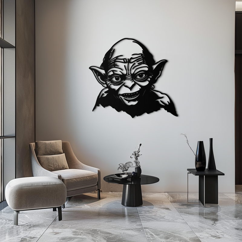 Gollum Metal Wall Art - Fantasy-Inspired Steel Silhouette for Movie Lovers - KAF467 by Enova Art