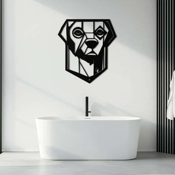 Geometric Dog Metal Wall Art - Modern Steel Animal Silhouette Decor - KAF468