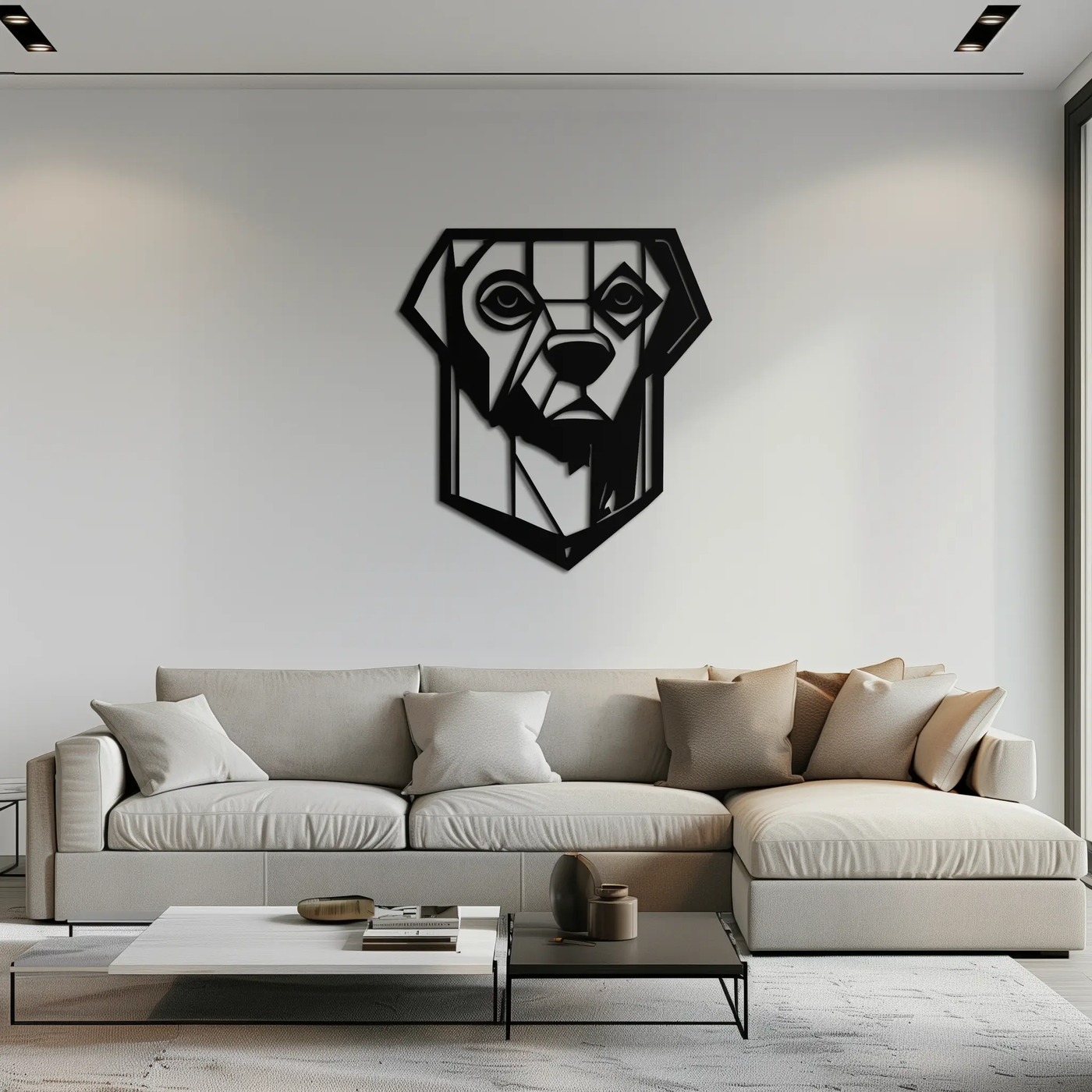 Geometric Dog Metal Wall Art - Modern Steel Animal Silhouette Decor - KAF468 by Enova Art