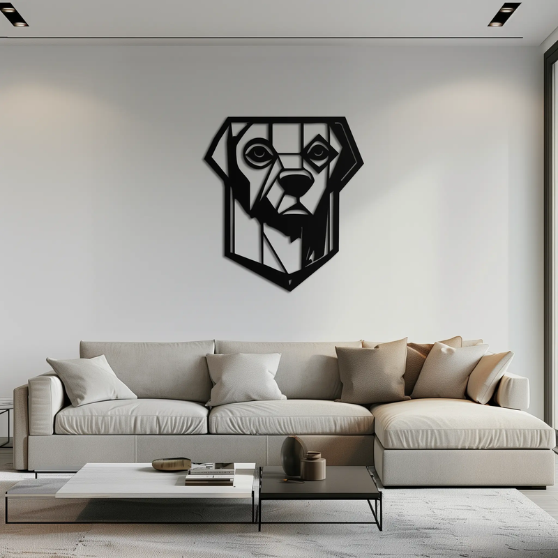 Geometric Dog Metal Wall Art - Modern Steel Animal Silhouette Decor - KAF468 by Enova Art