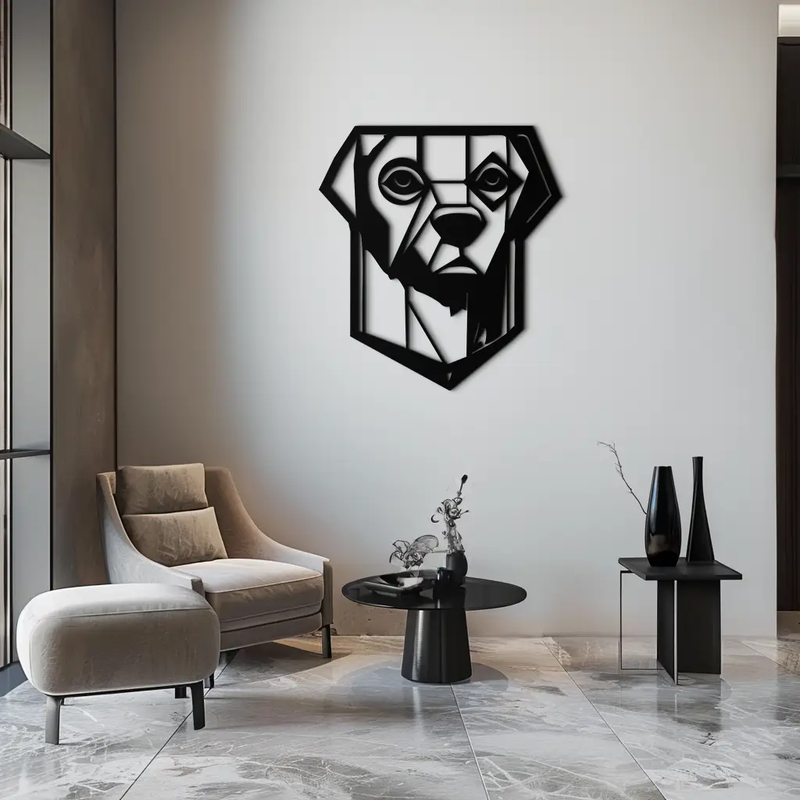 Geometric Dog Metal Wall Art - Modern Steel Animal Silhouette Decor - KAF468 by Enova Art