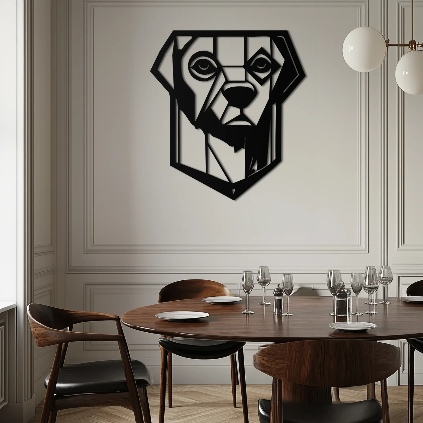 Geometric Dog Metal Wall Art - Modern Steel Animal Silhouette Decor - KAF468 by Enova Art