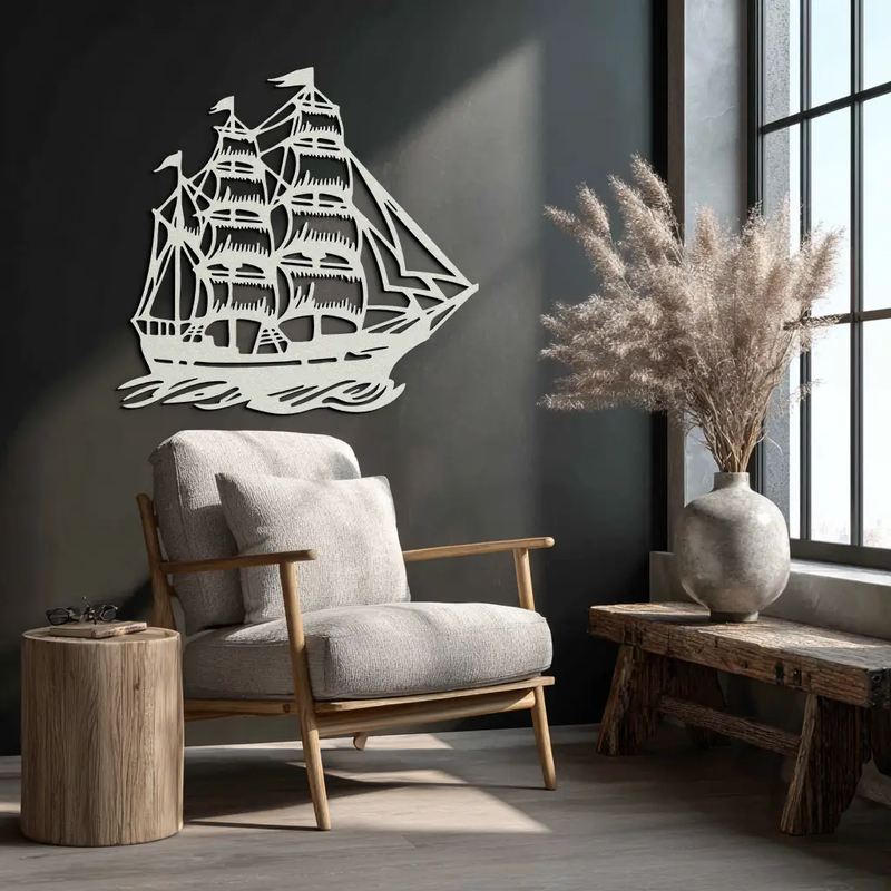 Nordic Viking Ship Metal Wall Art - Norse-Inspired Steel Decor- KAF470 by Enova Art