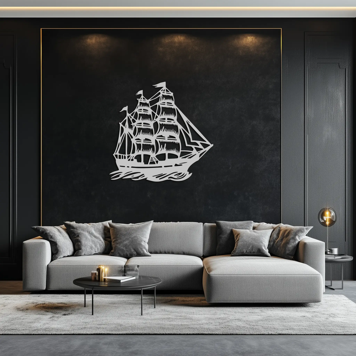 Nordic Viking Ship Metal Wall Art - Norse-Inspired Steel Decor- KAF470 by Enova Art