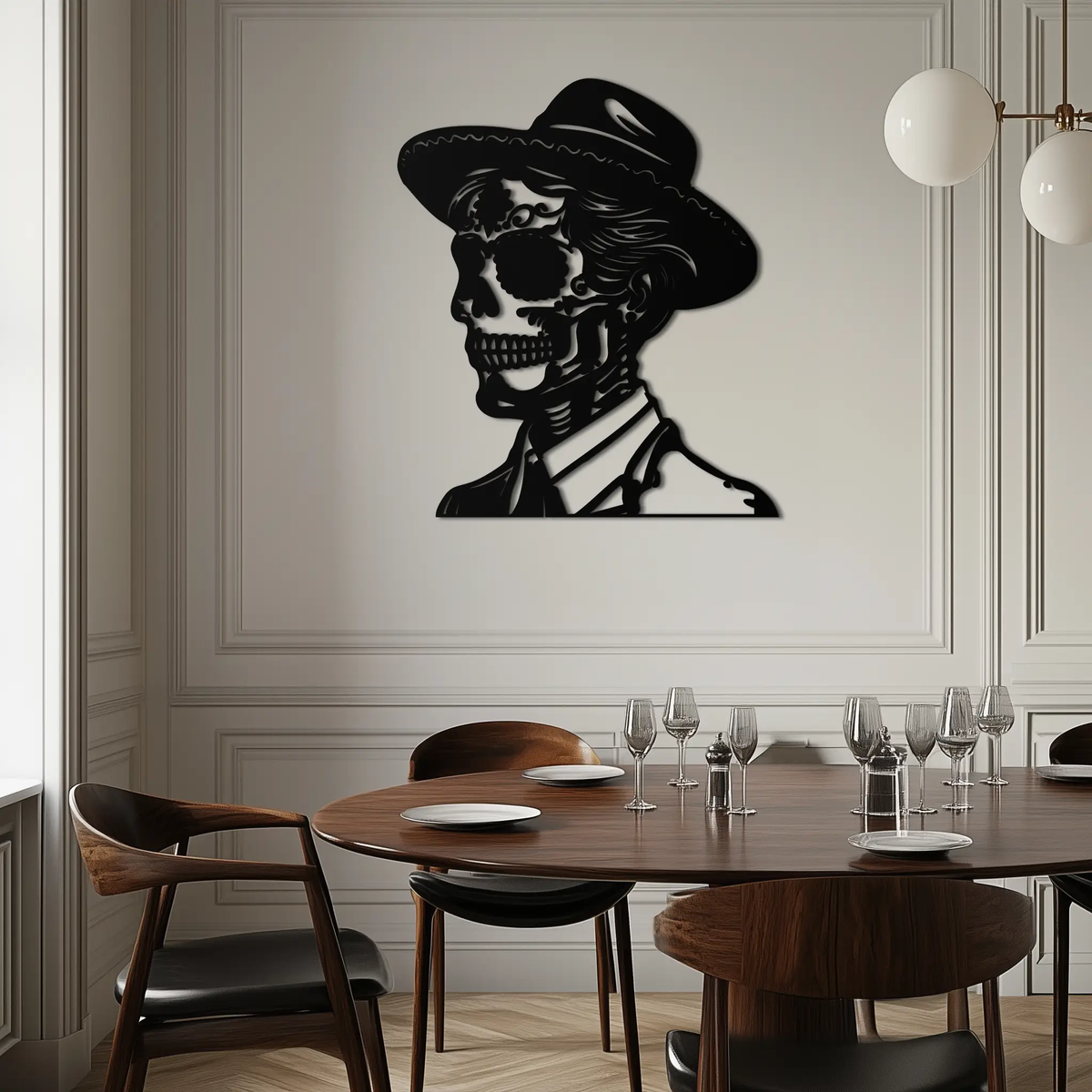 Sugar Head Makeup Man Metal Wall Art - Bold Steel Silhouette Decor- KAF471 by Enova Art