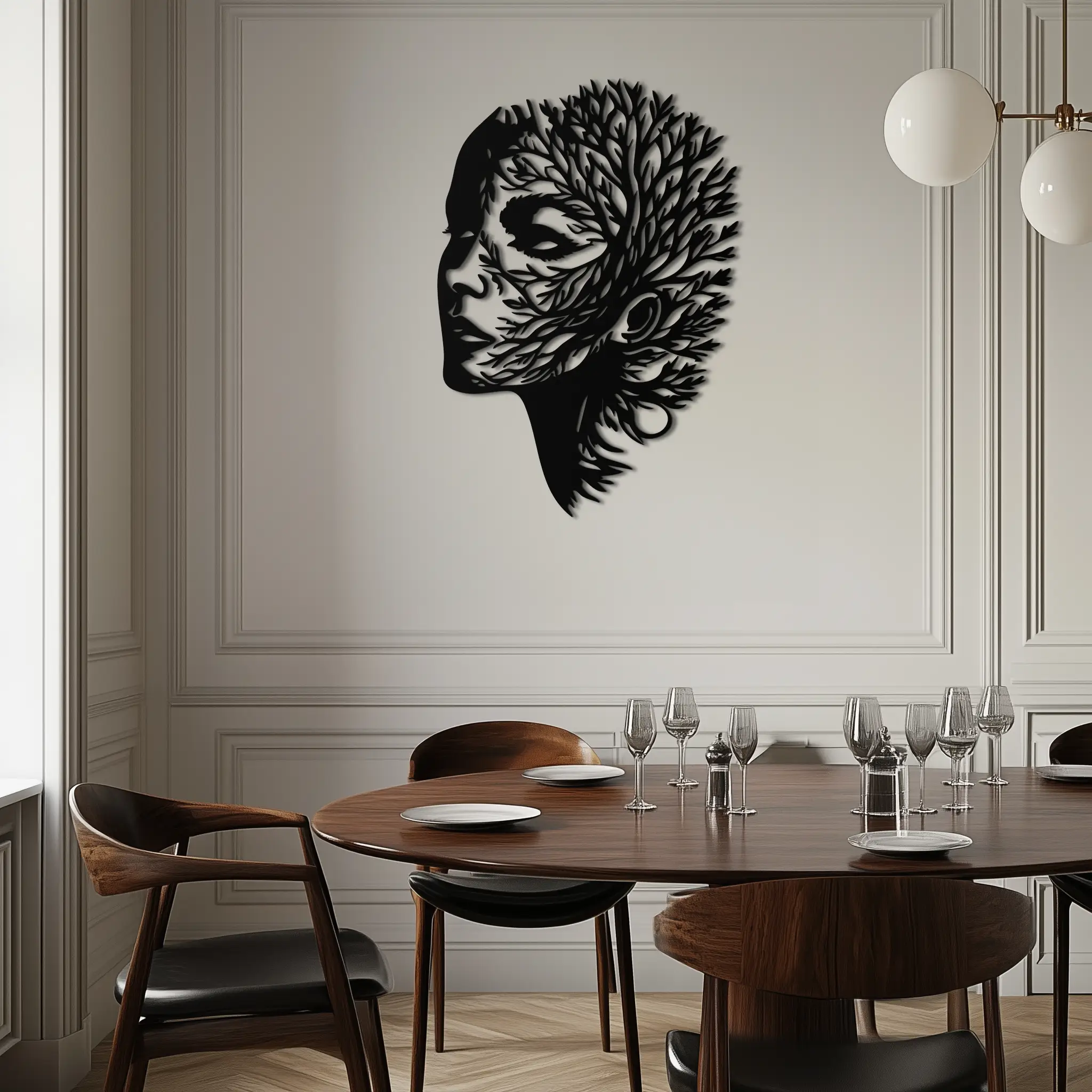Tree Woman Metal Wall Art - Nature-Inspired Female Silhouette Decor- KAF472 by Enova Art