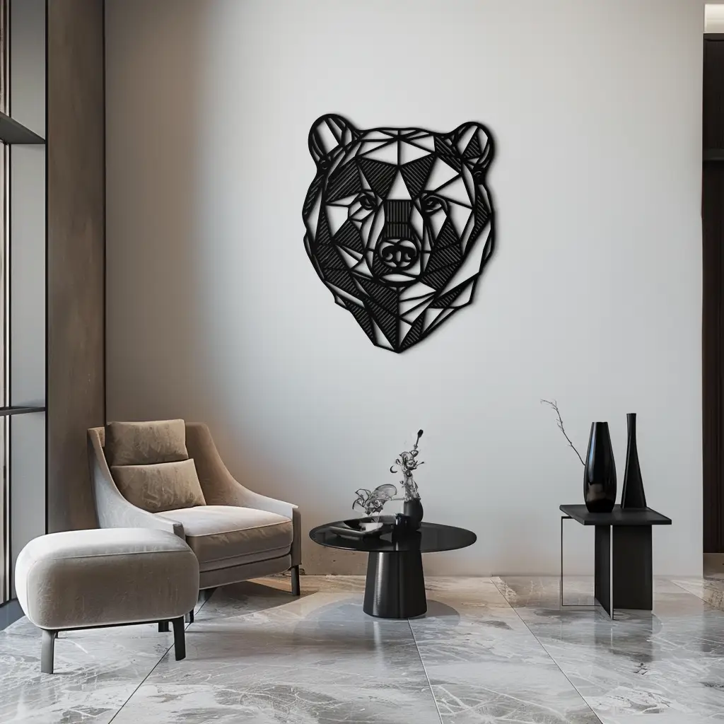 Bear Metal Wall Art - Wild Animal Steel Silhouette for Nature-Inspired Decor- KAF475 by Enova Art