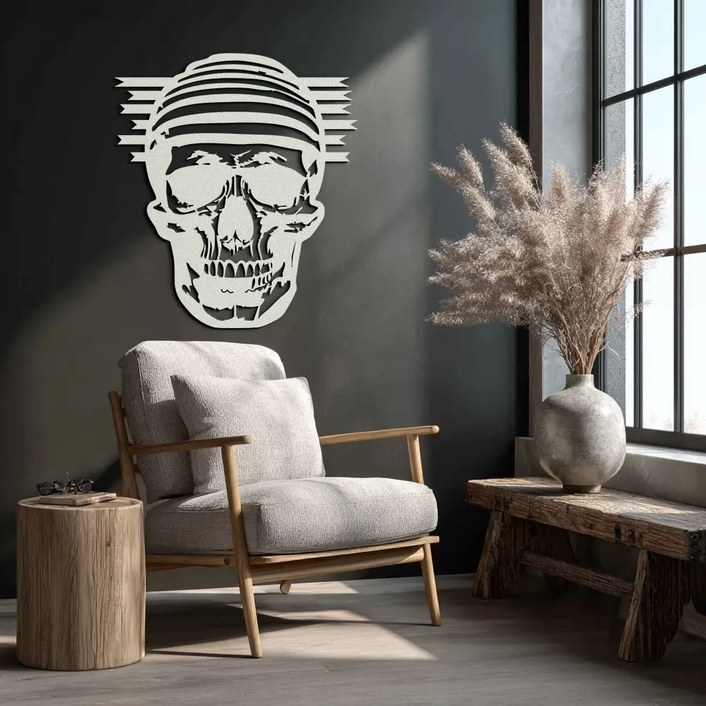 Skull Metal Wall Art - Bold and Edgy Steel Silhouette Decor- KAF477 by Enova Art