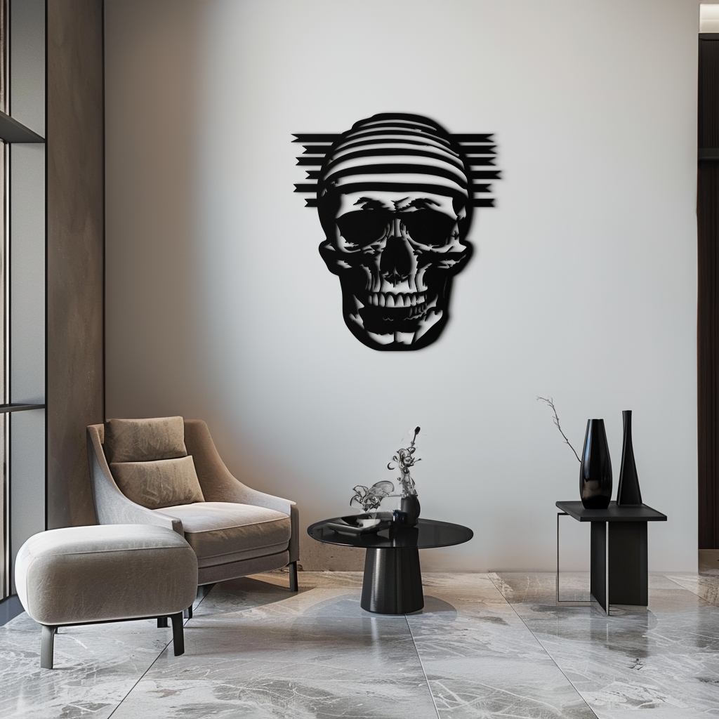 Skull Metal Wall Art - Bold and Edgy Steel Silhouette Decor- KAF477 by Enova Art