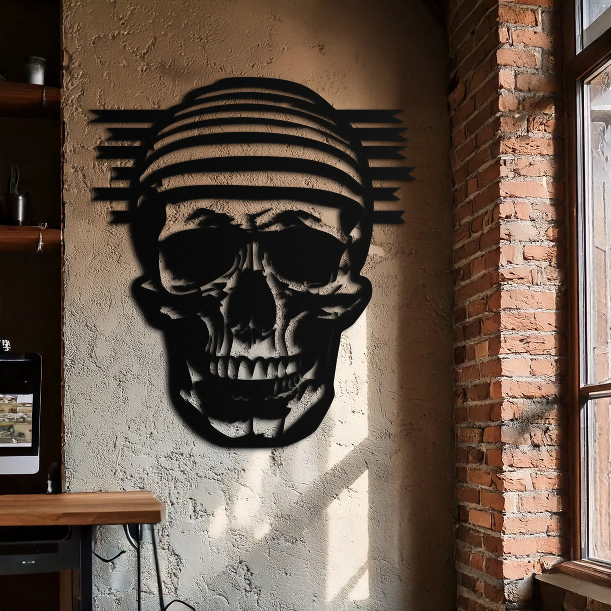 Skull Metal Wall Art - Bold and Edgy Steel Silhouette Decor- KAF477 by Enova Art