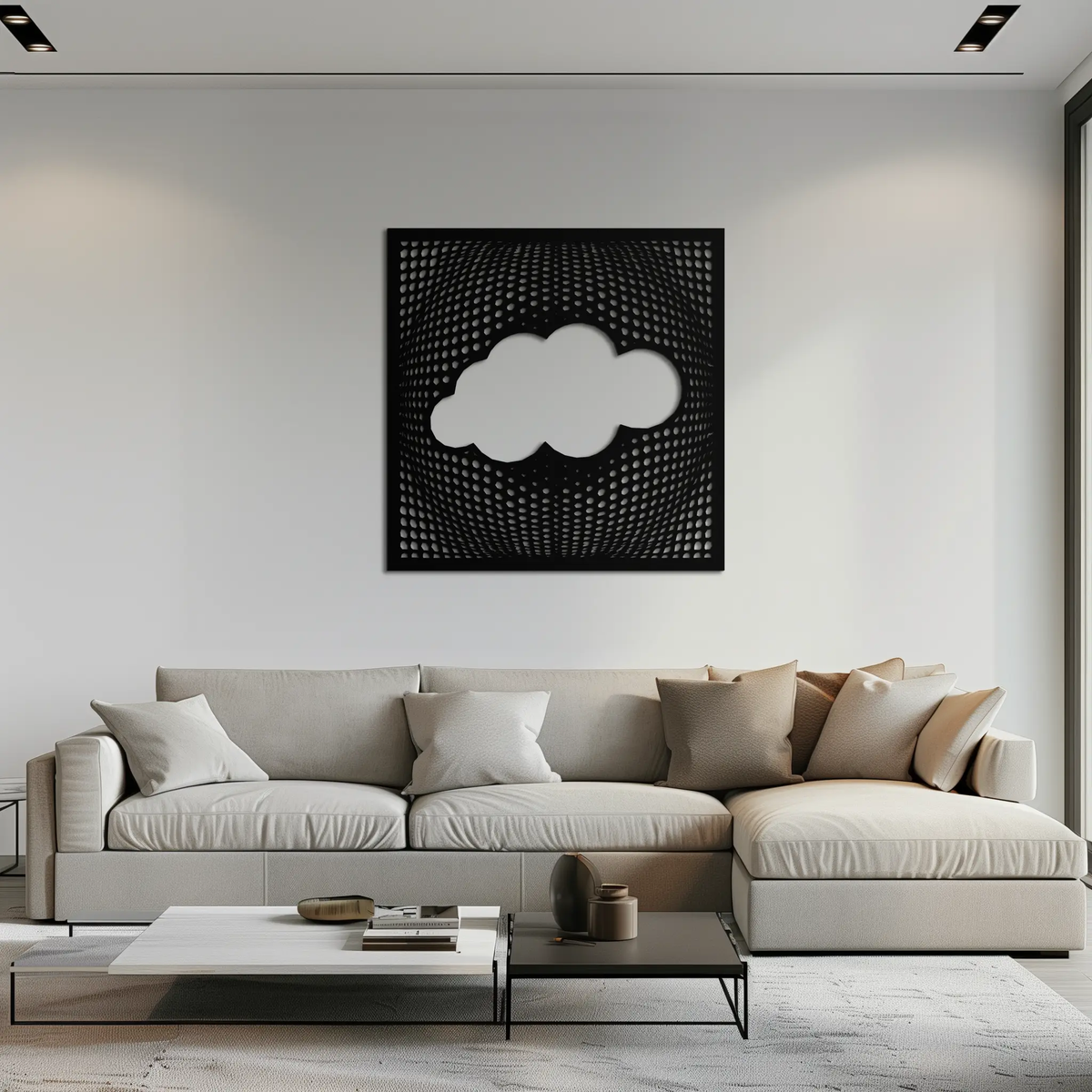 Minimal Cloud Metal Wall Art - Modern Steel Cloud Silhouette Decor- KAF478 by Enova Art