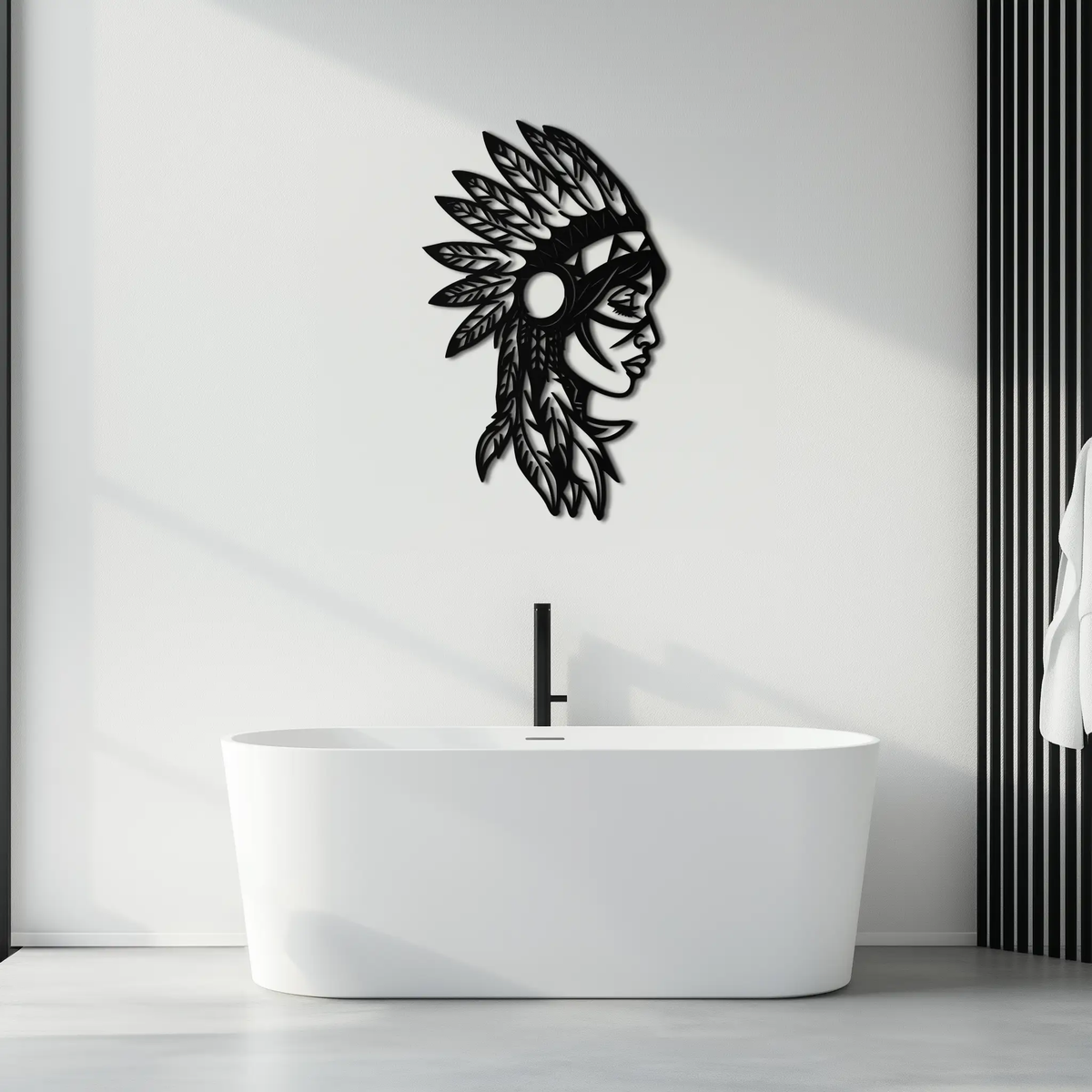 Native American Woman Metal Wall Art - Tribal Female Silhouette Steel Decor- KAF479 by Enova Art